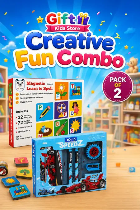 Magnetic Spelling Learning Set & Kids Stationery Combo - Pack of 2