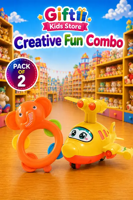 Chubby Cheeks Jumbo Rattle & Press & Go Aircraft Combo - Pack of 2