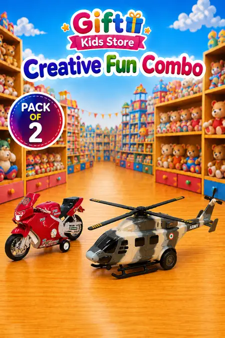 Dhruv Helicopter & Speed Bike Pull Back Toy Combo - Pack of 2