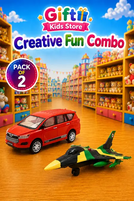F-16 Fire Blade Jet & Cristiano SUV Toy Combo - Pack of 2
