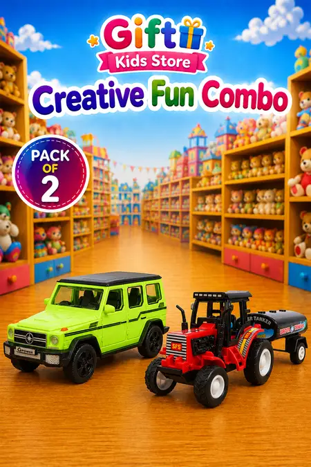 Toy Tractor & G-Power SUV Pull Back Combo - Pack of 2