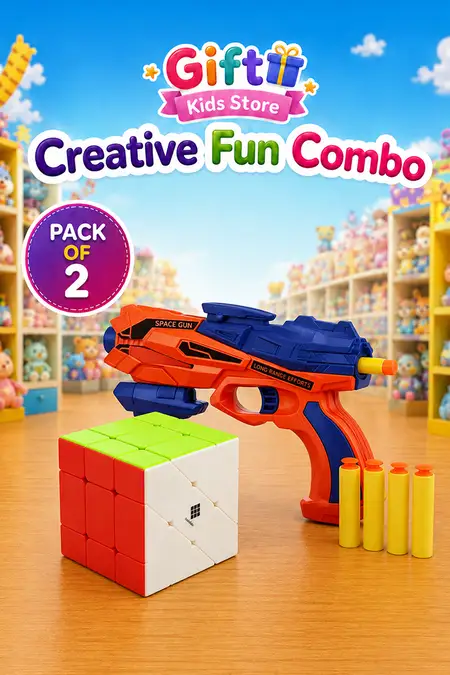 Fisher Speed Cube & RAVIL’S Space Gun Toy Combo - Pack of 2