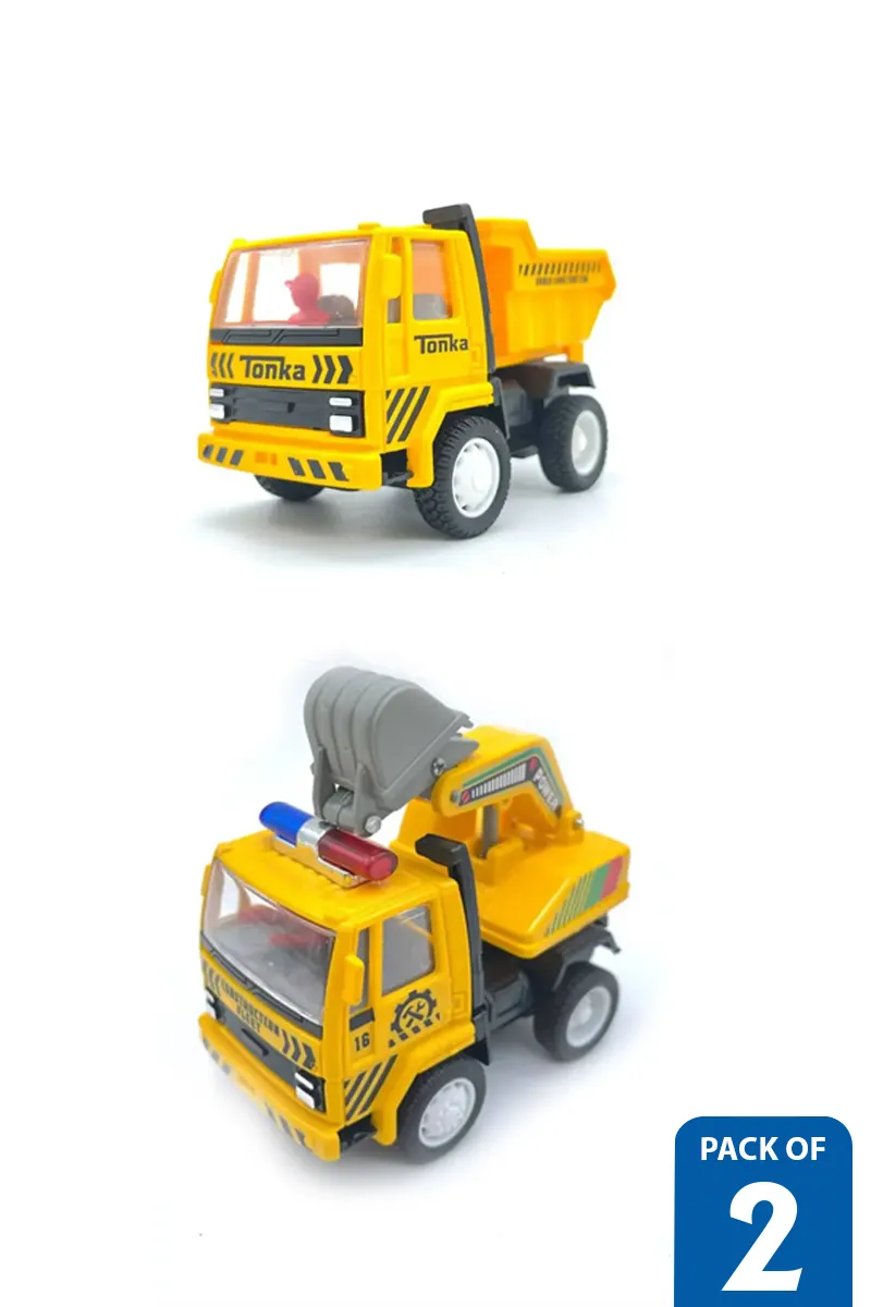 Construction Truck & Dump Truck Excavator Toys – Pack of 2
