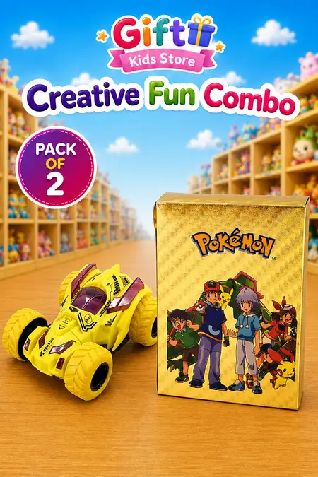 Pokémon Cards & Kids Rotating Stunt Car Combo - Pack of 2