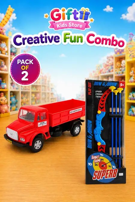 Bow & Arrow Action Toy & Construction Truck Combo - Pack of 2