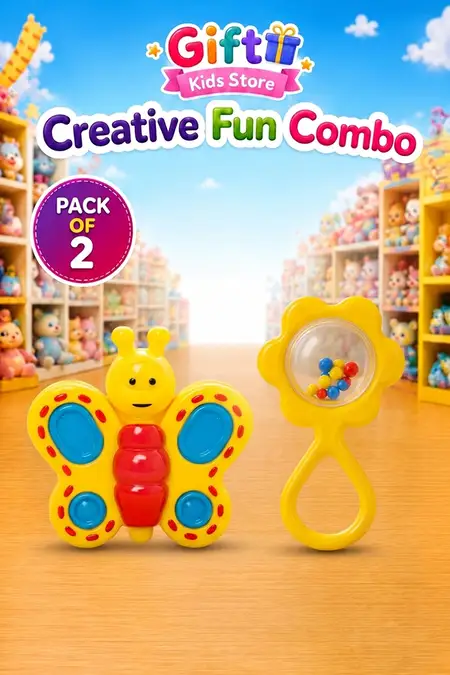 Baby Sunflower Rattle & Giggles Butterfly Rattle Fun Combo - Pack of 2