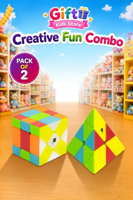 Pyraminx Stickerless & Fisher Magic Cube Combo - Pack of 2