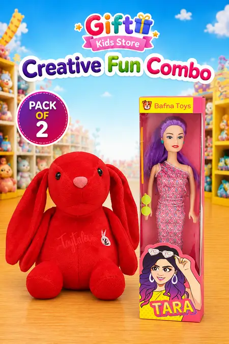Alice Rabbit Soft Toy & Tara Disco Doll Combo - Pack of 2