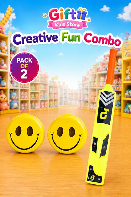 Galaxy Sixer Bat for Kids & Smiley Ball Combo - Pack of 2