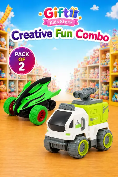 Off-Road Space Truck & Rotating Monster Truck Toy Set Combo - Pack of 2