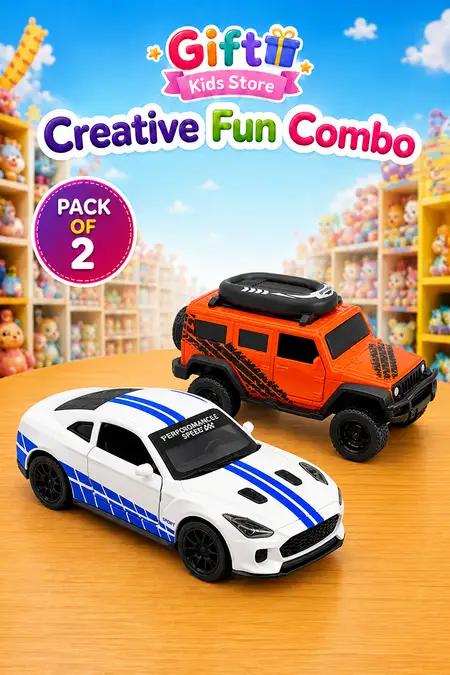 Kids Jeep Pull Back Vehicle & Stylish Racing Car Toy Combo - Pack of 2