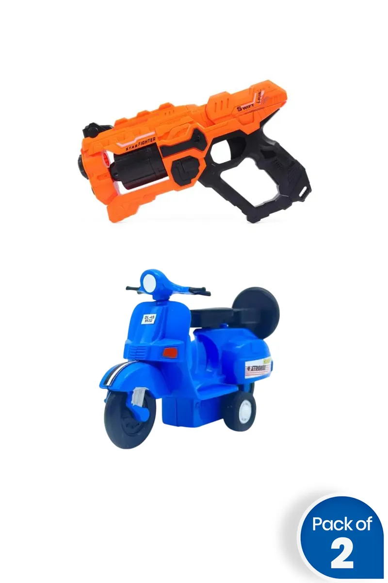 Kids Toy Gun With Scooter - Combo of 2
