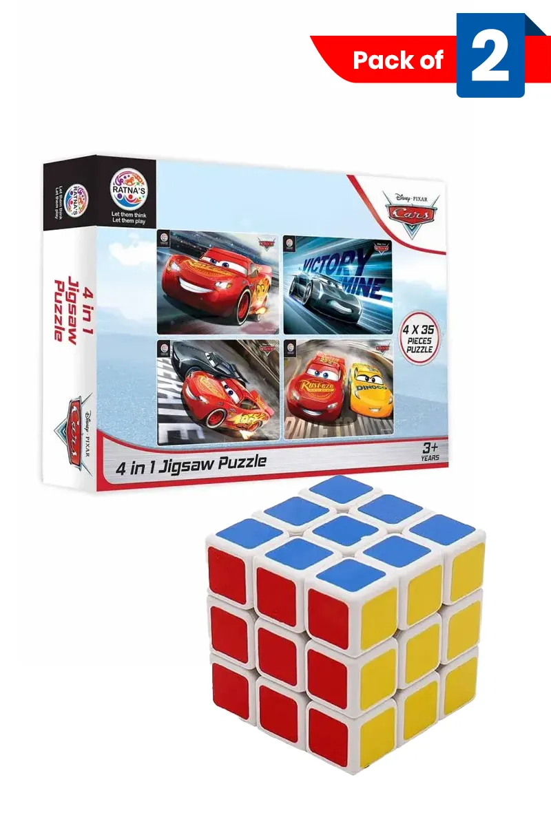 3x3x3 Square Cube & 4 In 1 Jigsaw Car Puzzles For Kids