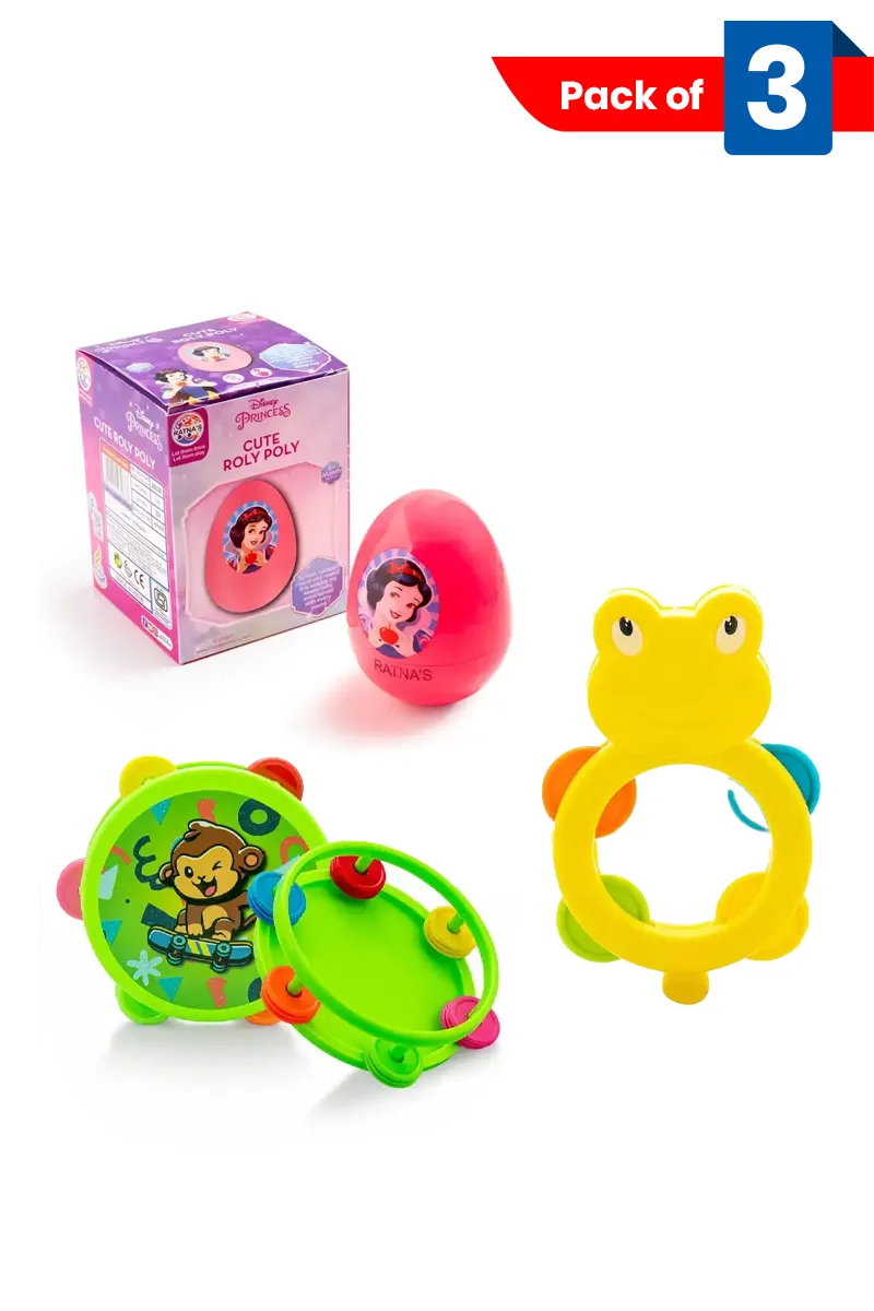 Disney Princess Roly Poly + Dafli Rattle + Froggie Melody Rattle Set 