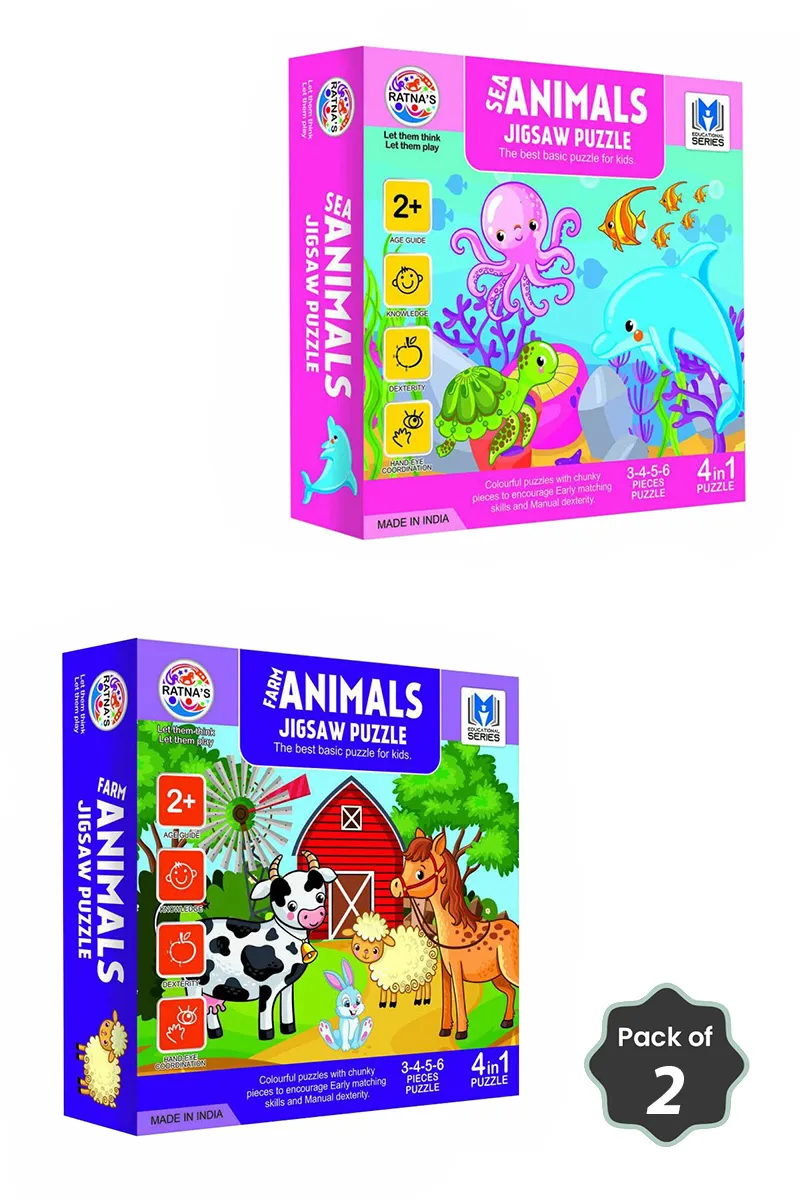 Baby Jigsaw Sea Animals & Farm Animals Puzzle Combo