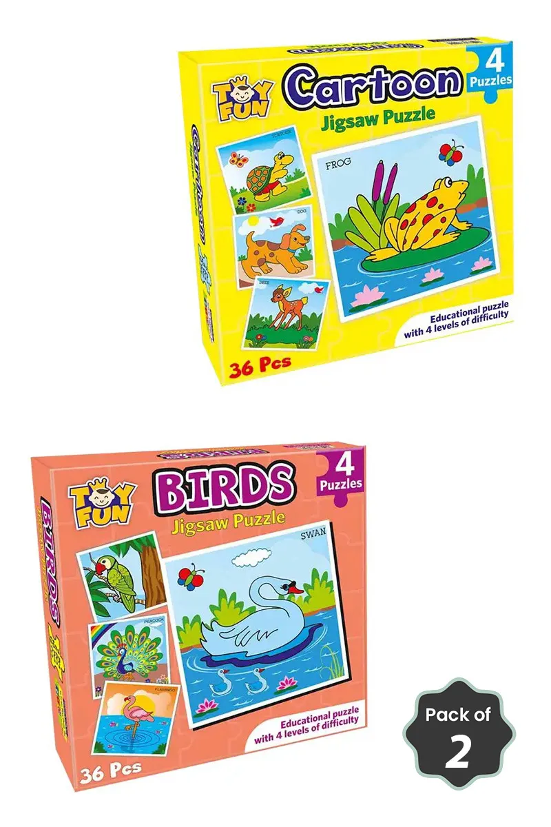 Jigsaw Animals & Vegetables Puzzles for Kids – Combo of 2 (Set of 4 Each) 