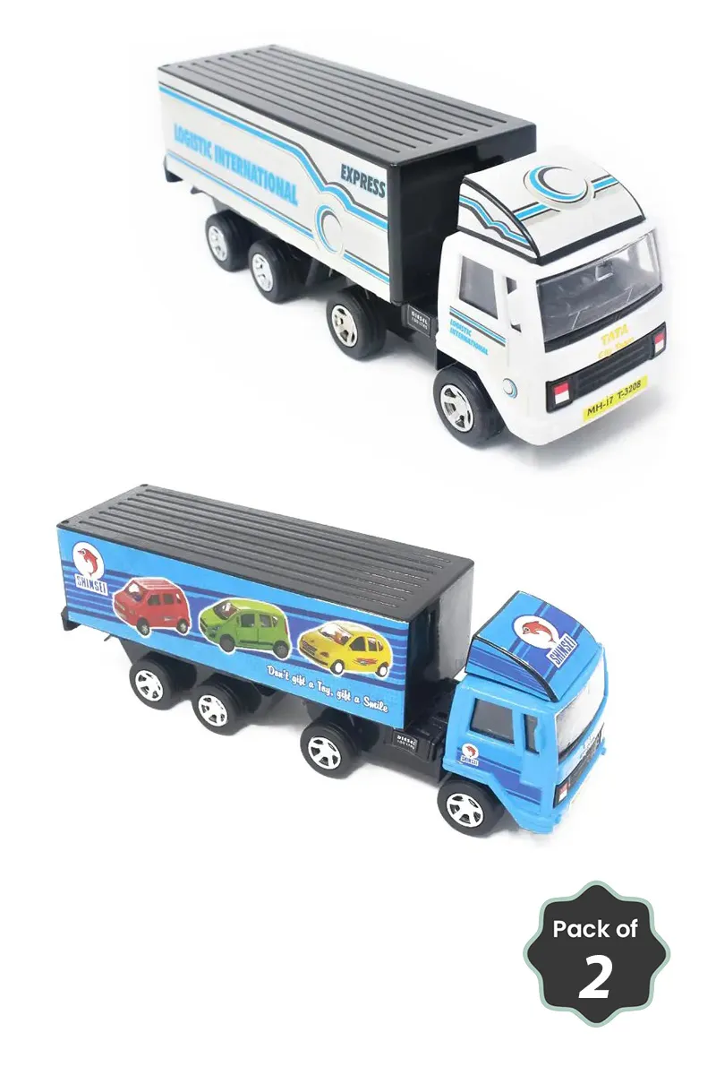 Cargo Carrier Vehicle Toy – Pack of 2 (White & Blue)