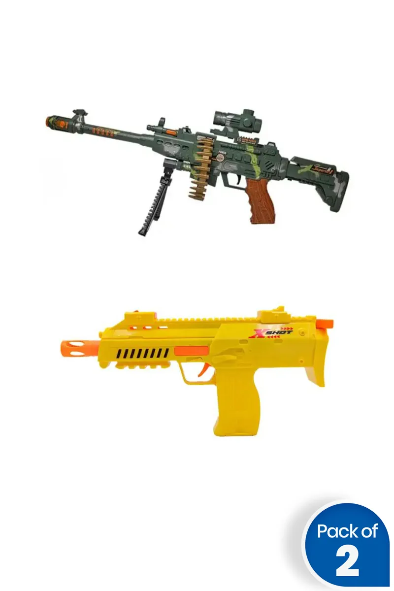 Kids Toy Gun Action Rifle With X Mini Gun – Combo of 2 