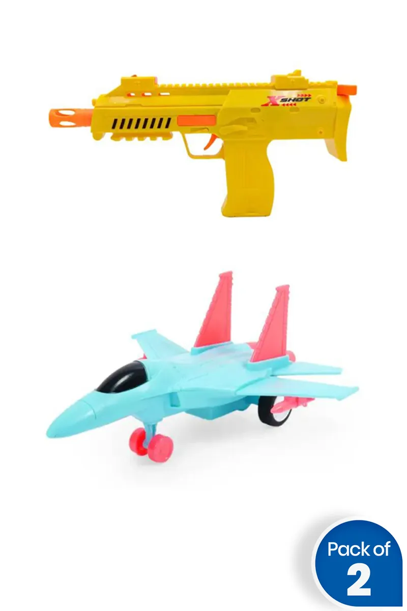 Kids X Mini Toy Gun With Fighter Jet - Combo of 2