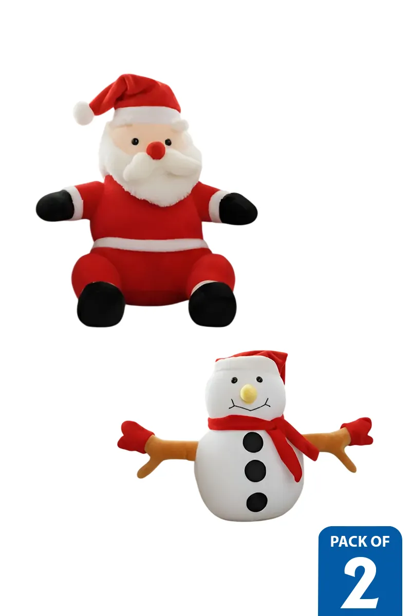 Plush Toy Santa Claus & Snowman Combo – Pack of 2