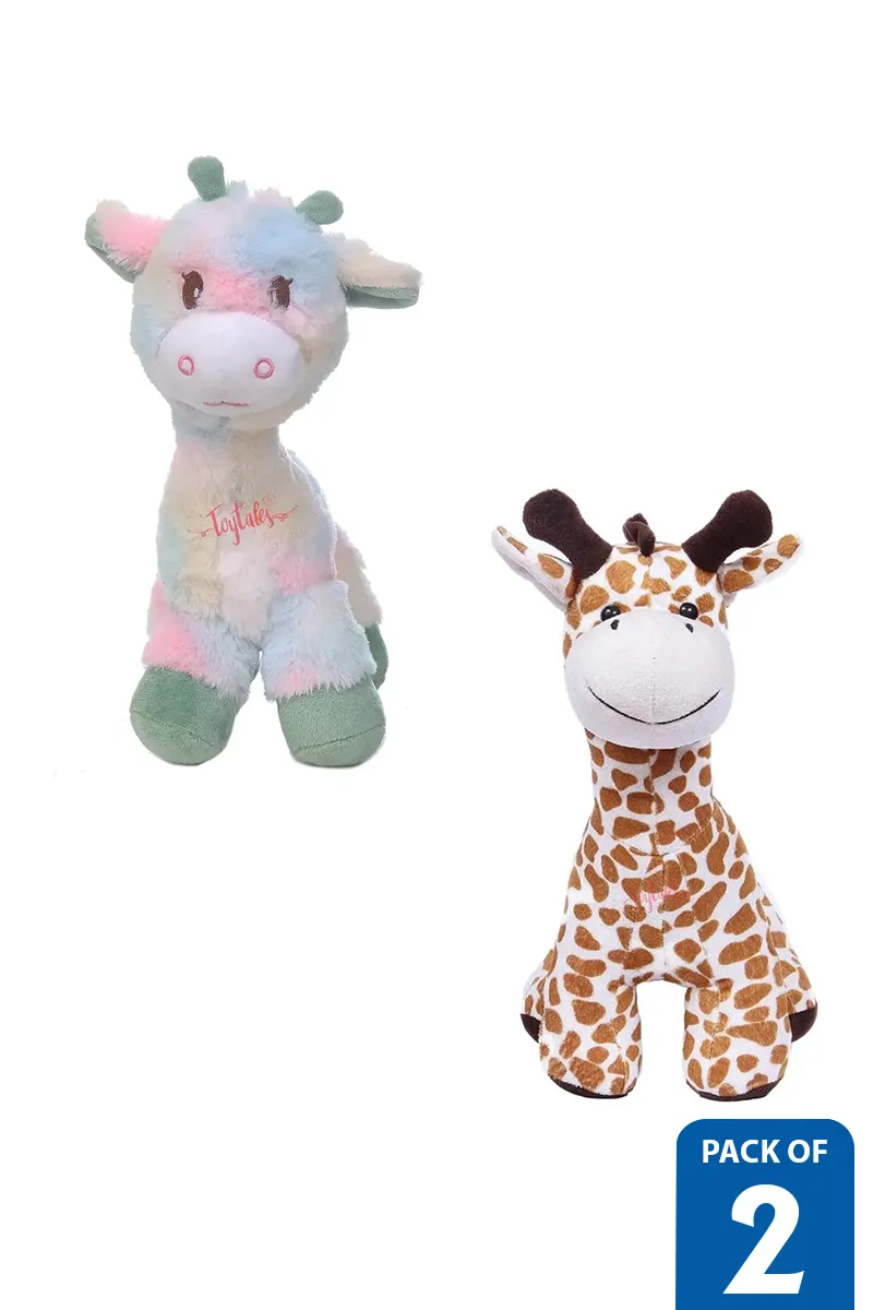 Adorable Giraffe Plush & Pastel Stuffed Soft Toy Combo - (Pack of 2)