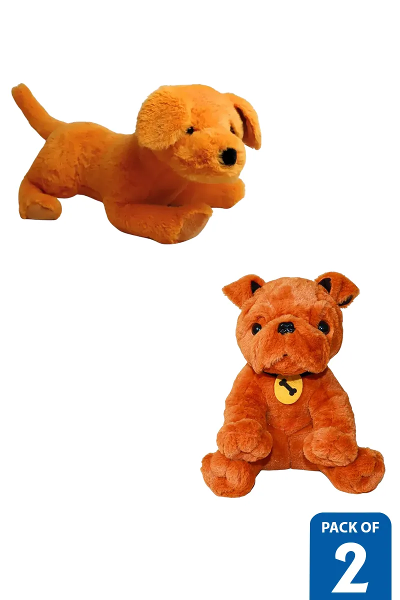 Charming Puppy & Soft Stuffed Dog Toy Combo – Pack of 2