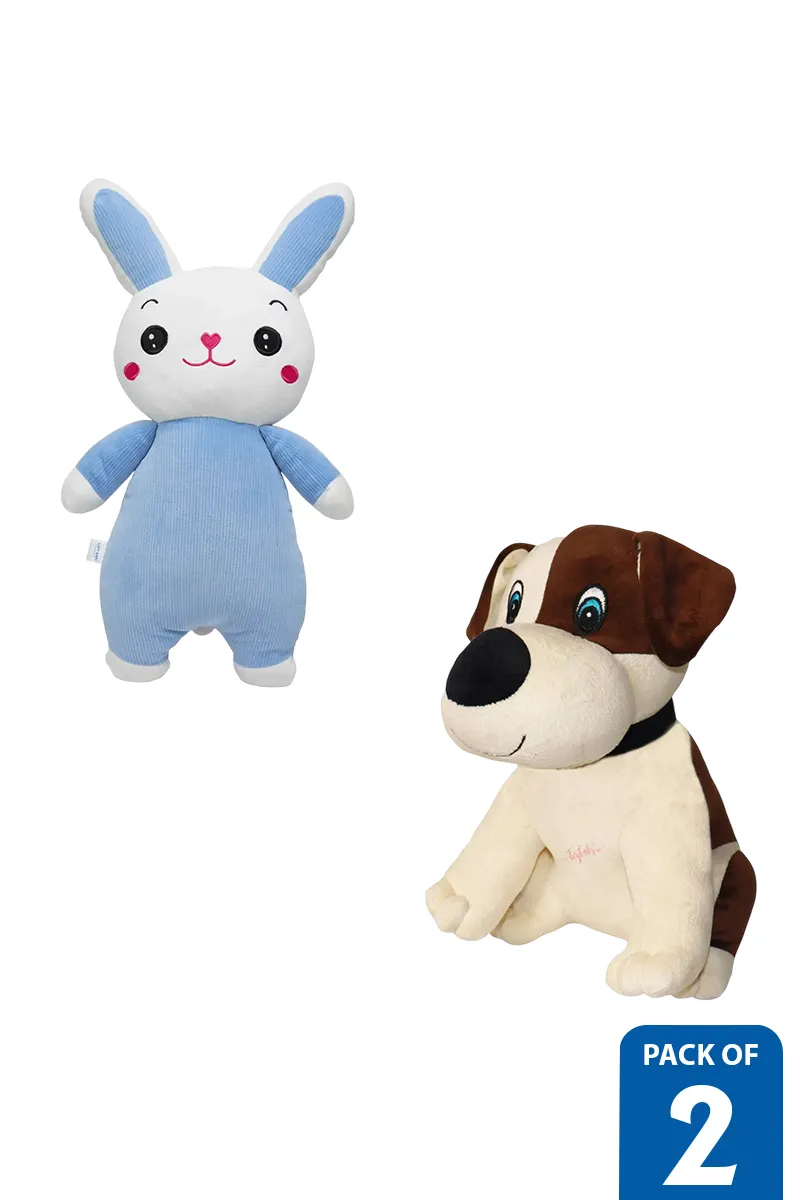 Cute Rabbit & Puppy Dog Plush Toy Combo - Pack of 2