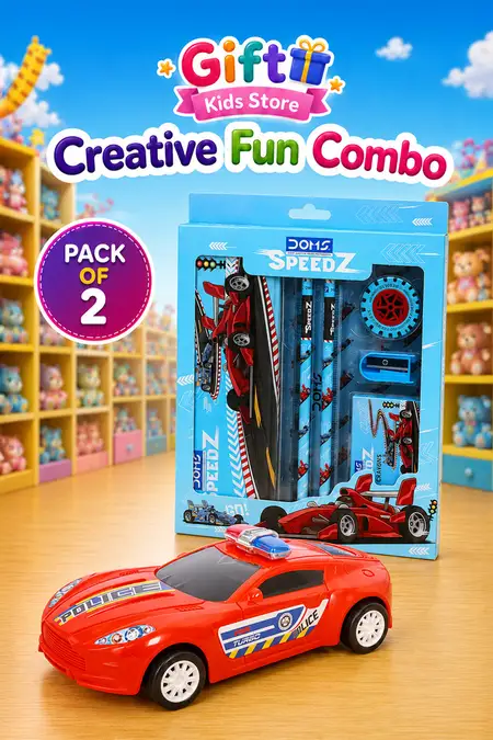 Study & Play Combo – Stationery Kit  & Car Toy  Combo - Pack of 2