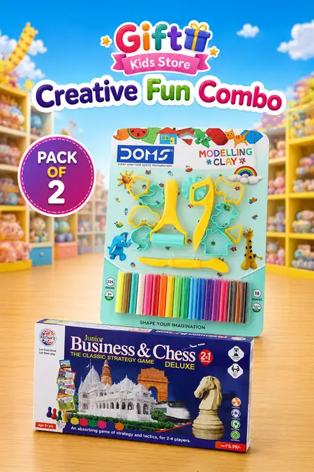 Kids Chess Game & Clay Activity Combo - Pack of 2