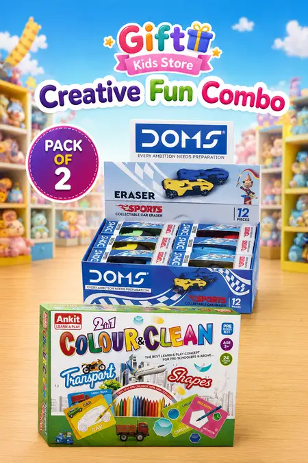 Sports Collectable Car Eraser & Educational Drawing Board Combo - Pack of 2