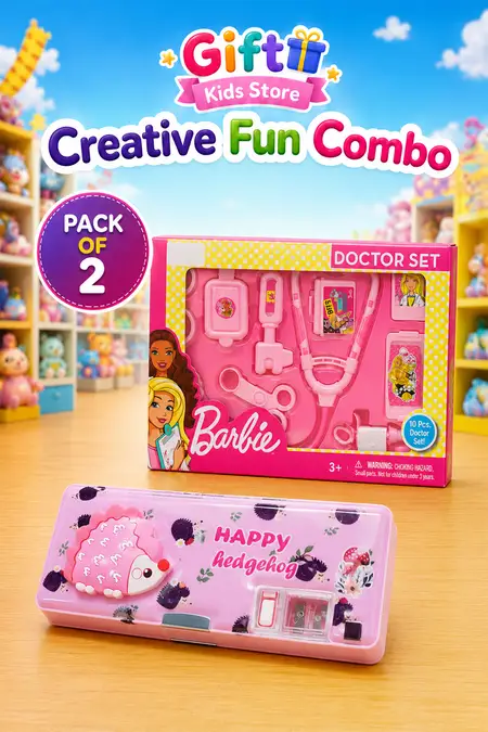 Barbie Doctor Kit & 3D Hedgehog Pencil Box Combo - Pack of 2
