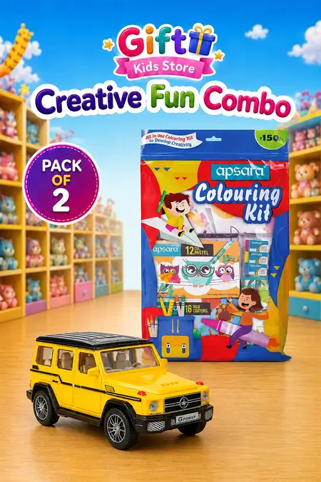 G-Power SUV Pull Back Car & Apsara Coloring Kit Combo - Pack of 2