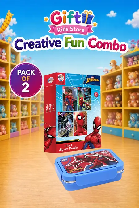 Spider-Man Jigsaw Puzzle & 550ml Spider-Man Lunch Box Combo - Pack of 2