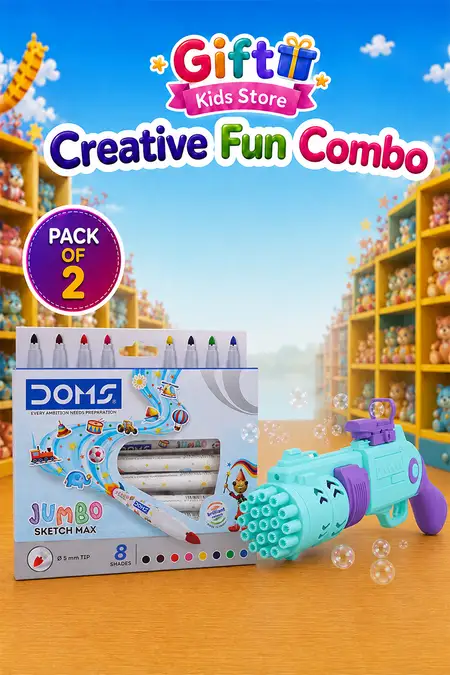 Bubble Shooter Gun & DOMS Jumbo Sketch Max Combo - Pack of 2