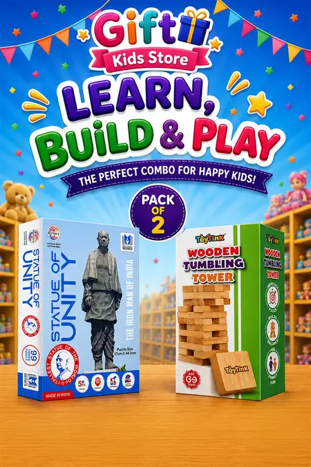 Kids Learning Combo – Tumbling Tower Game & Statue of Unity Puzzle | Pack of 2
