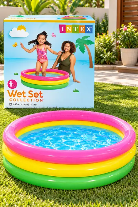 Intex Wet Set Inflatable Pool – 3-Ring Round Design